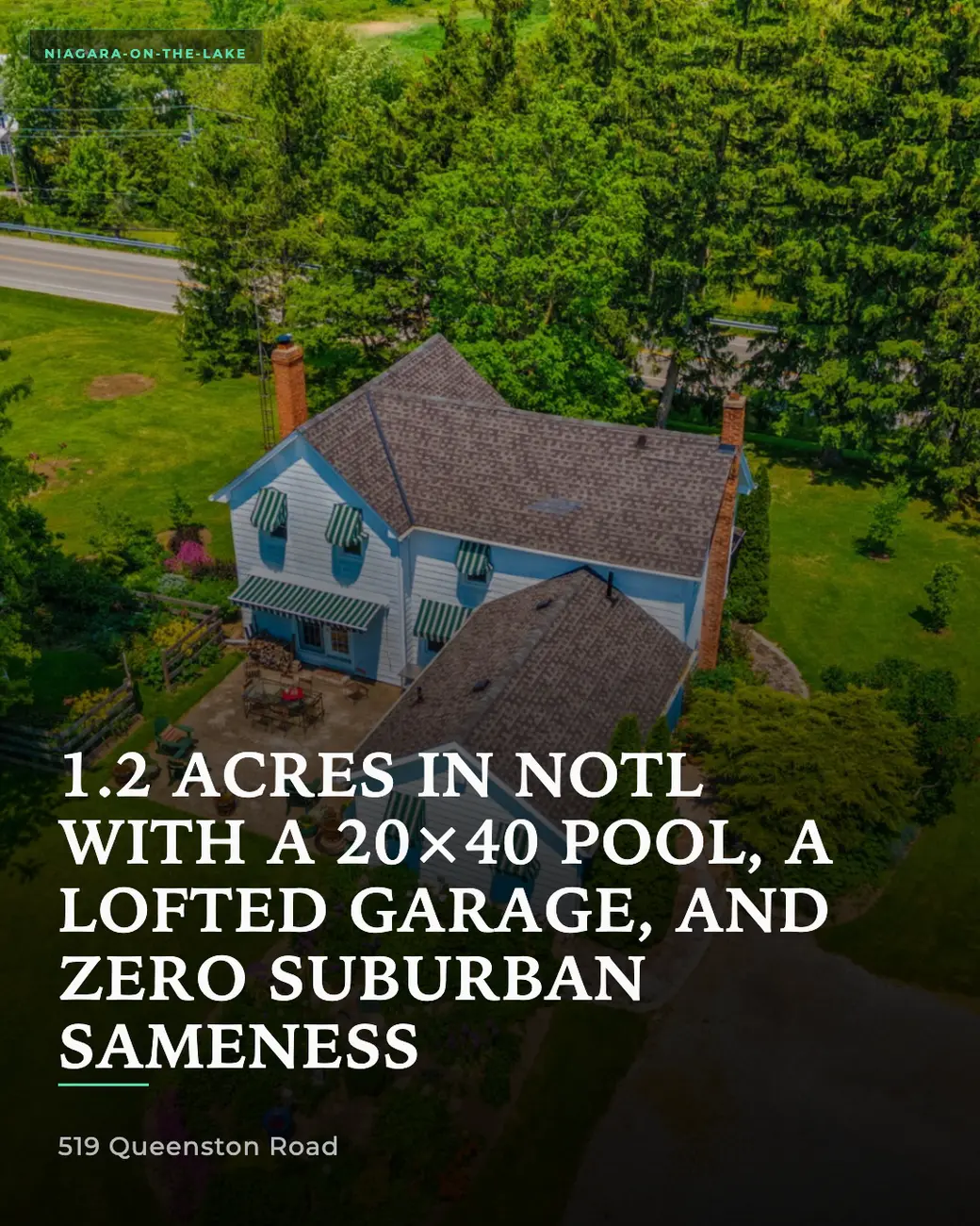 519 Queenston Road, Niagara-on-the-Lake: A Rare Poolside Retreat on 1.2 Acres